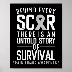 Brain Cancer Awareness Survivor Gray Ribbon Gehirn Poster
