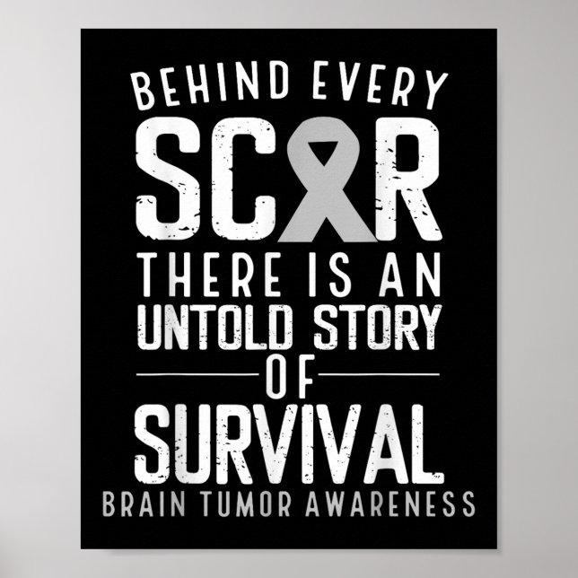 Brain Cancer Awareness Survivor Gray Ribbon Gehirn Poster (Vorne)