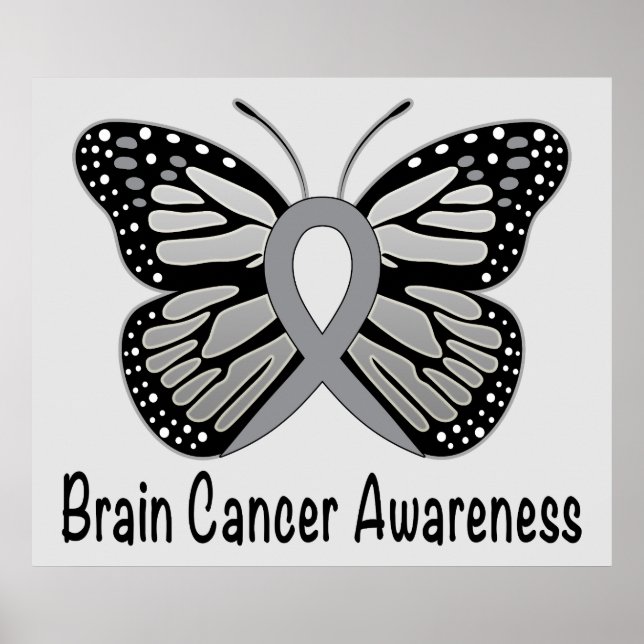 Brain Cancer Butterfly Awareness Ribbon Poster (Vorne)