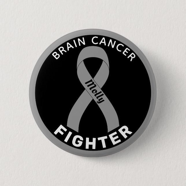 Brain Cancer Fighter Ribbon Black Button (Vorderseite)