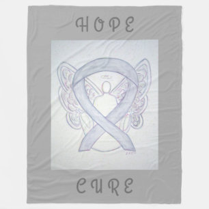 Brain Cancer Gray Awareness Ribbon Angel Blanket Fleecedecke
