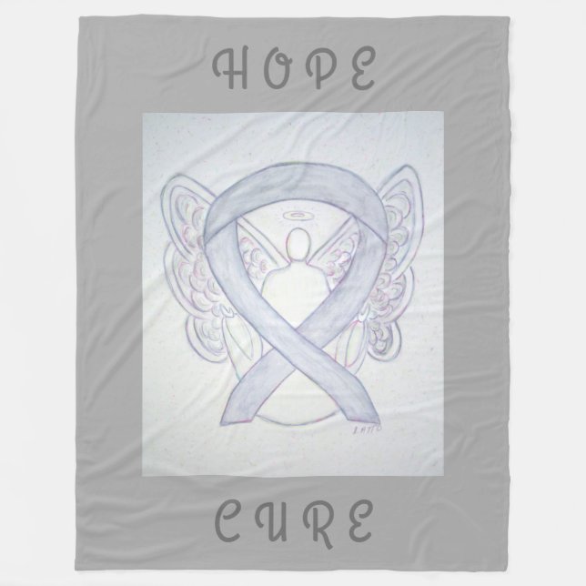 Brain Cancer Gray Awareness Ribbon Angel Blanket Fleecedecke (Vorderseite)
