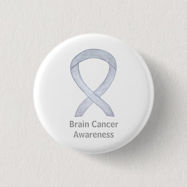 Brain Cancer Gray Awareness Ribbon Button Button (Vorderseite)