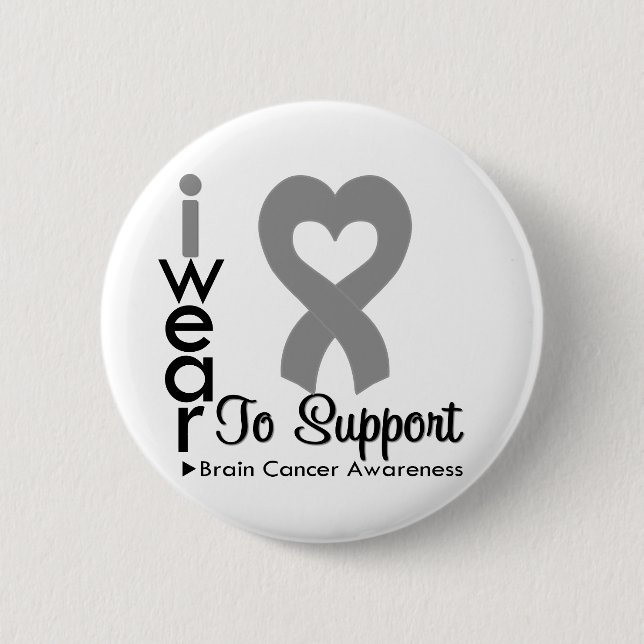 Brain Cancer Heart Ribbon Bewusstsein Button (Vorderseite)