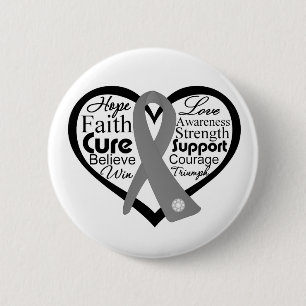 Brain Cancer Heart Ribbon Collage Button