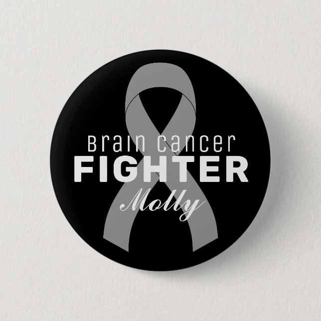 Brain Cancer Ribbon Black Button (Vorderseite)
