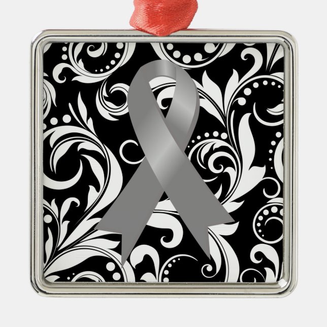 Brain Cancer Ribbon Deko Noir Ornament Aus Metall (Vorne)