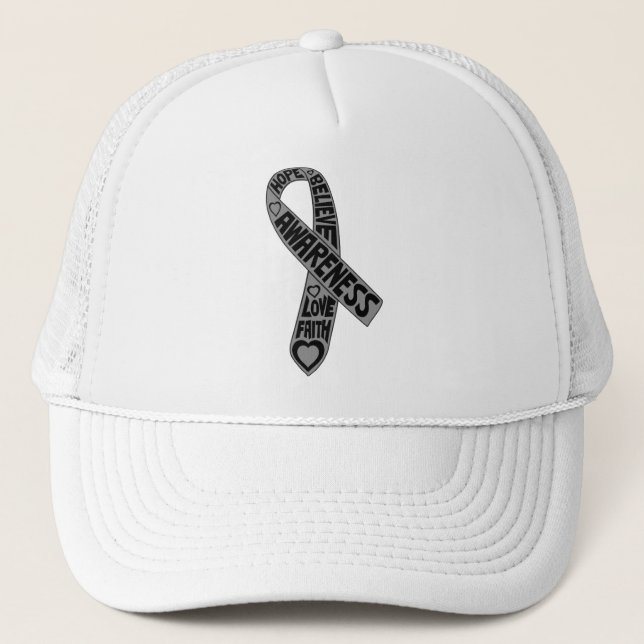 Brain Cancer Slogans Ribbon Truckerkappe (Vorderseite)