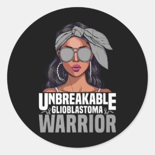 Brain Cancer Warrior Unbrechbare Tumorüberlebensfä Runder Aufkleber