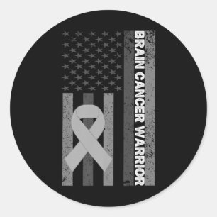 Brain Cancer Warrior US-amerikanische Flagge Vater Runder Aufkleber