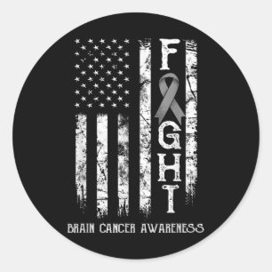 Brain Cancer Warrior Us Flag Runder Aufkleber