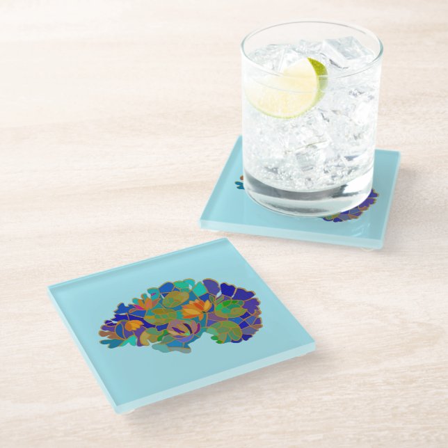 Brain Coaster Glasuntersetzer (Schrägansicht)