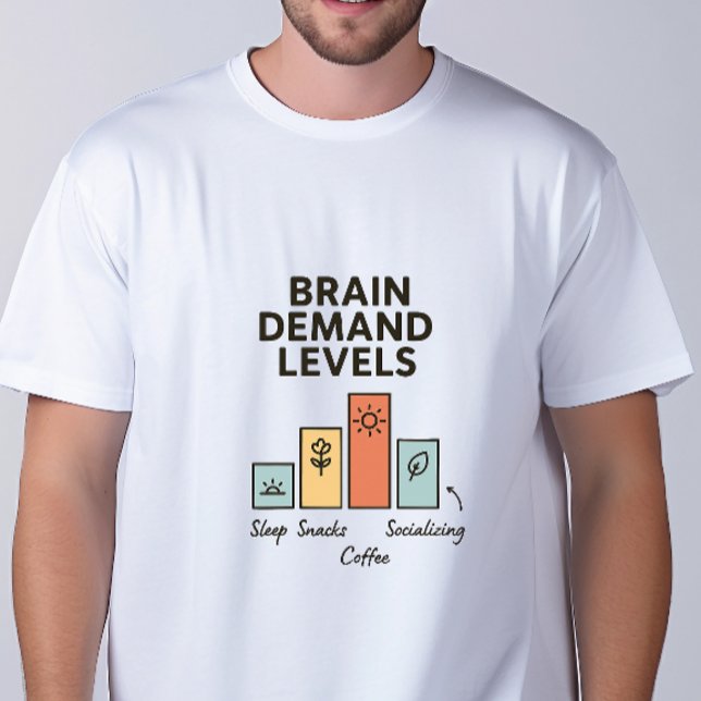 Brain Demand Levels T-Shirt Lustiger Kaffee Humor  (Brain Demand Levels T-Shirt)