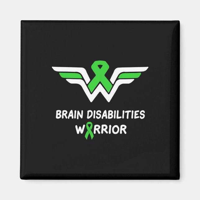 Brain Disabilities Awareness Warrior Green Ribbon Magnet (Vorne)
