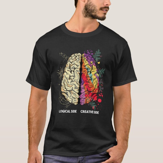 Brain Divided In Two Parts By A Creative And A Log T-Shirt (Vorderseite)