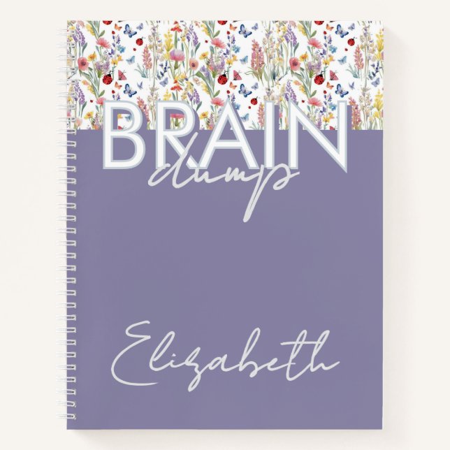 Brain Dump Mindset Organizer Floral lavender Notizbuch (Vorderseite)
