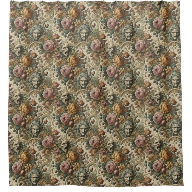 Brain Fog - Gothic Floral Wallpaper Duschvorhang (Vorderseite)