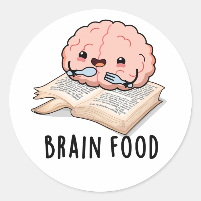 Brain Food Funny Anatomy Pun Runder Aufkleber (Vorderseite)