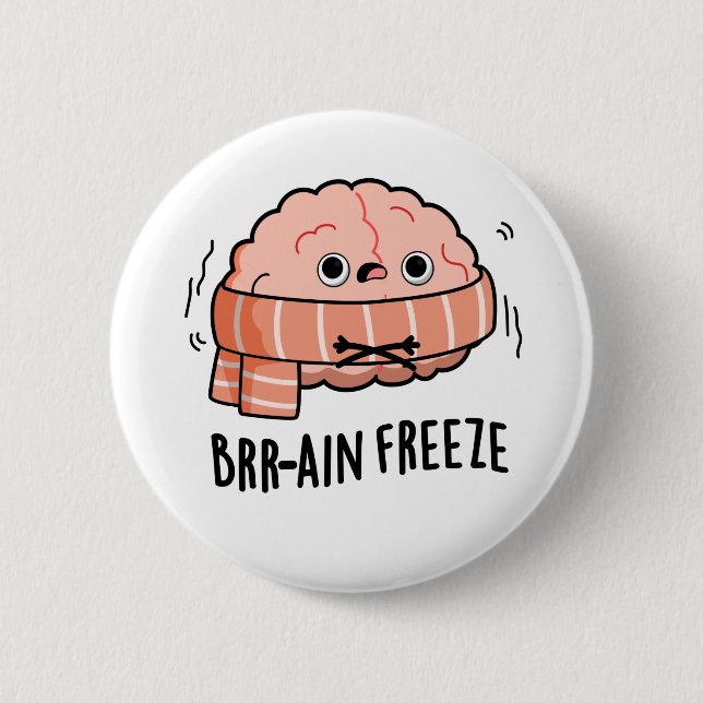 Brain Freeze Funny Biology Anatomie Pun Button (Vorderseite)