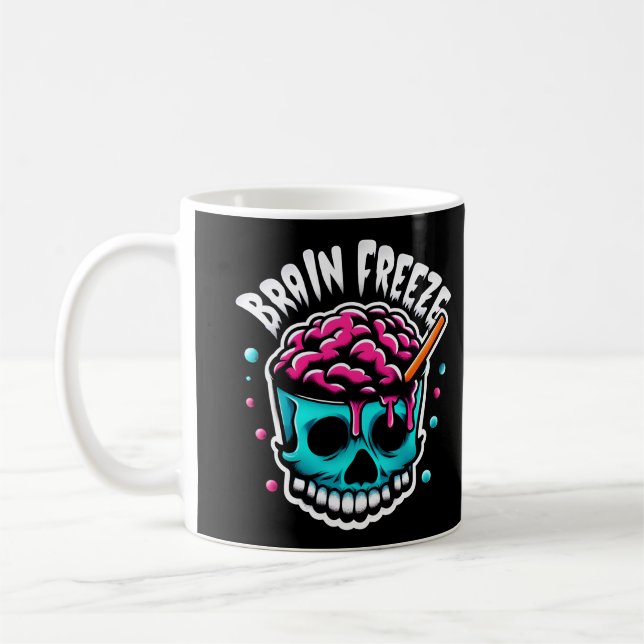 Brain Freeze Skull Spooky Halloween Drink Design Kaffeetasse (Links)