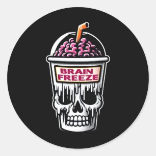 Brain Freeze Skull Spooky Halloween Drink Design Runder Aufkleber
