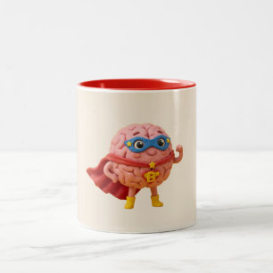 Brain Hero   Süßes Superhelden-Maskottchen-Tasse Zweifarbige Tasse