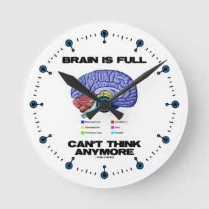 Brain Is Full Can't Think Anymore (Brain Anatomy) Runde Wanduhr