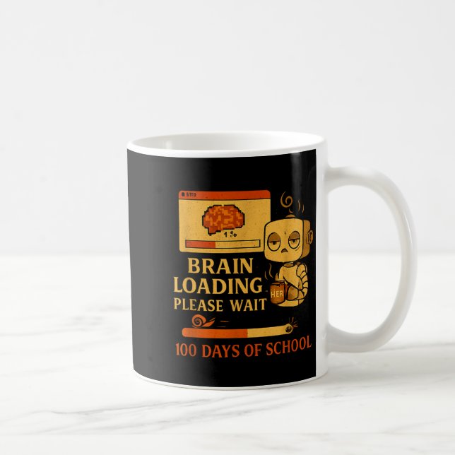 Brain Loading Please Wait – Funny 100 Days Of Scho Kaffeetasse (Rechts)