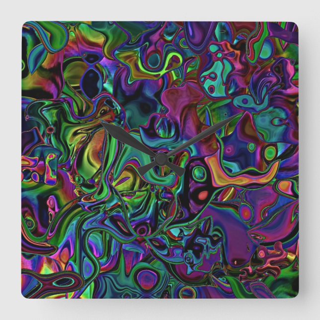 Brain Melt Large Clock Quadratische Wanduhr (Vorderseite)