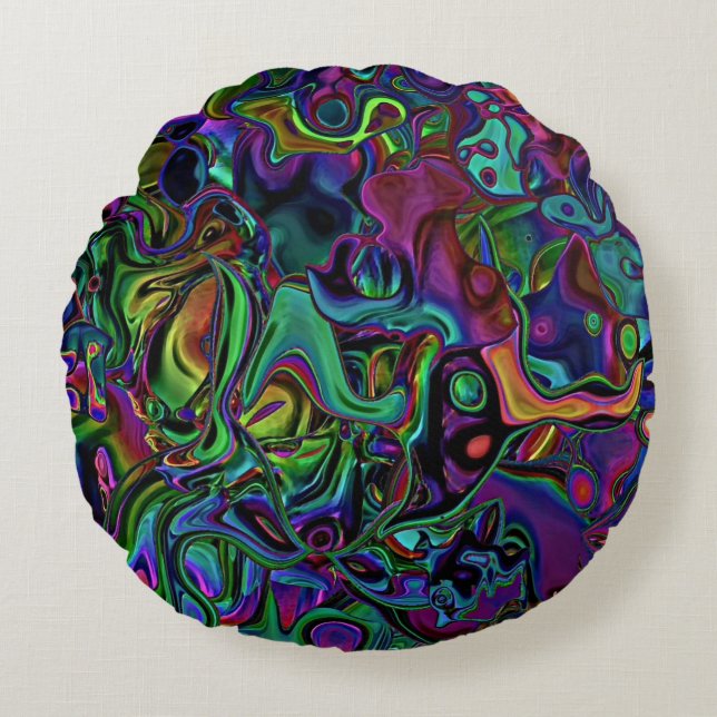 Brain Melt Rundes Kissen (Vorderseite)
