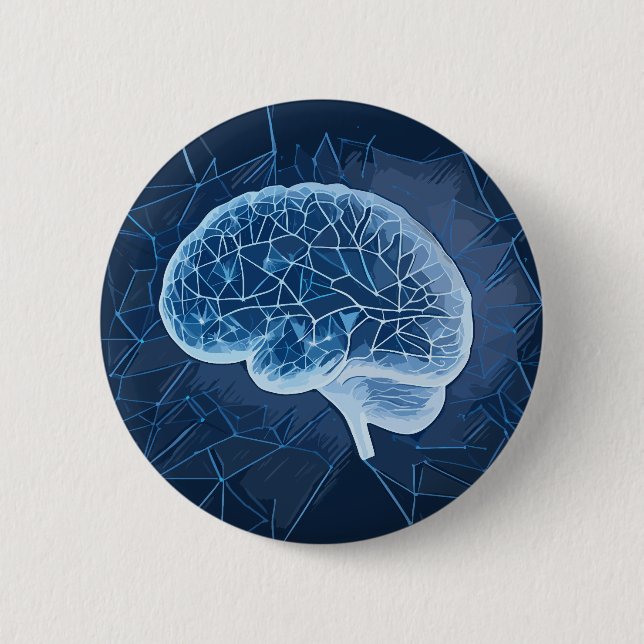 Brain Network Illustration - Neuronales Netzwerk Button (Vorderseite)