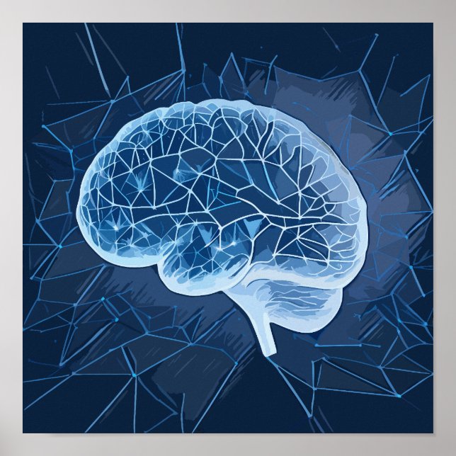 Brain Network Illustration - Neuronales Netzwerk Poster (Vorne)
