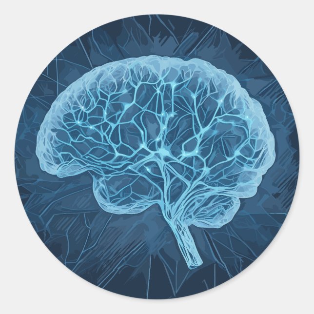 Brain Network Illustration - Neuronales Netzwerk Runder Aufkleber (Vorderseite)