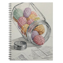 Brain-Notebook in Flaschen