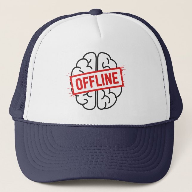 “Brain Offline” - Funny Aesthetic Trucker Hat Truckerkappe (Vorderseite)