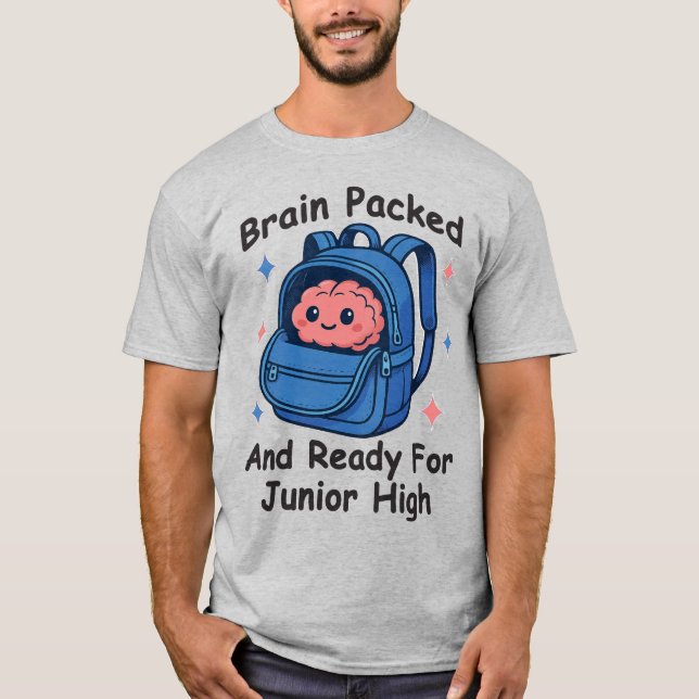 “Brain Packed and Ready For Junior High” Brain Pun T-Shirt (Vorderseite)