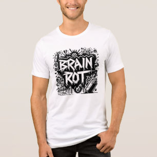 Brain Rot Graffiti   Kunst in Schwarz & Weiß Tri-Blend Shirt