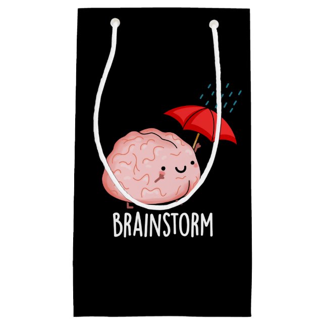 Brain Storm Funny Anatomy Pun Dark BG Kleine Geschenktüte (Vorderseite)