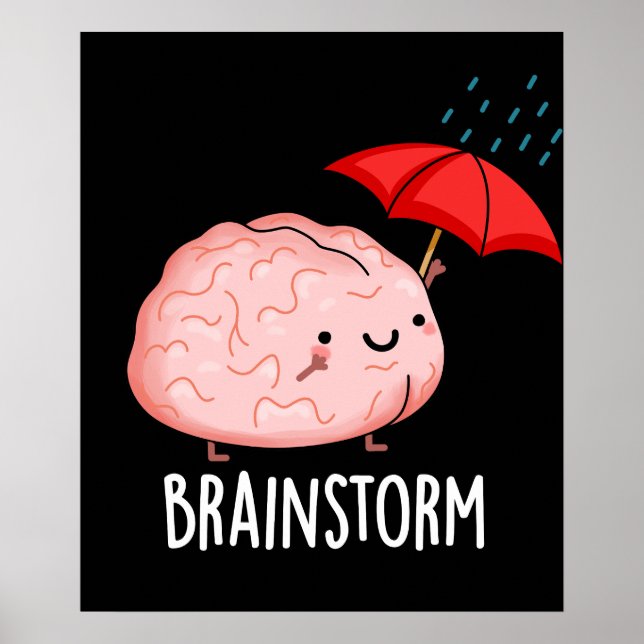 Brain Storm Funny Anatomy Pun Dark BG Poster (Vorne)