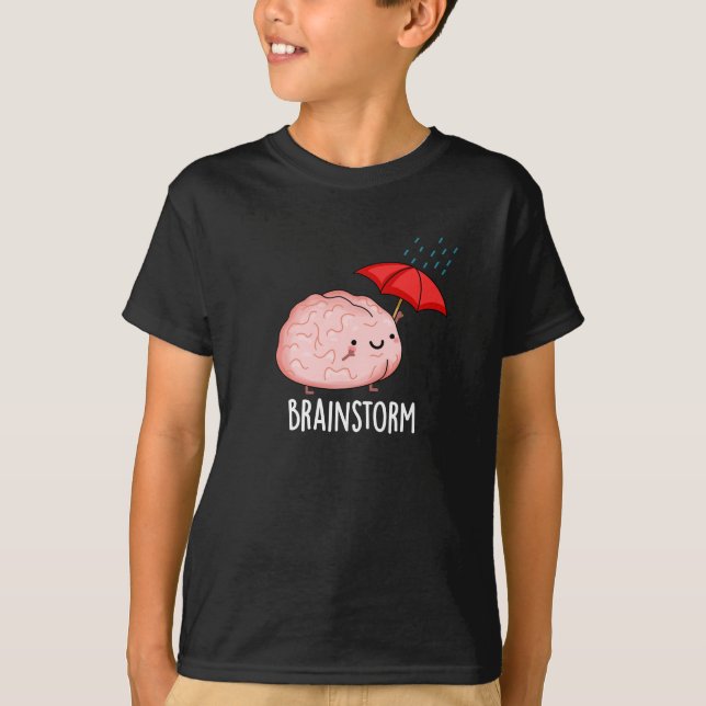 Brain Storm Funny Anatomy Pun Dark BG T-Shirt (Vorderseite)