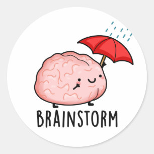 Brain Storm Funny Anatomy Pun Runder Aufkleber
