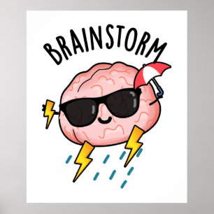 Brain Storm Funny Weather Pun Poster
