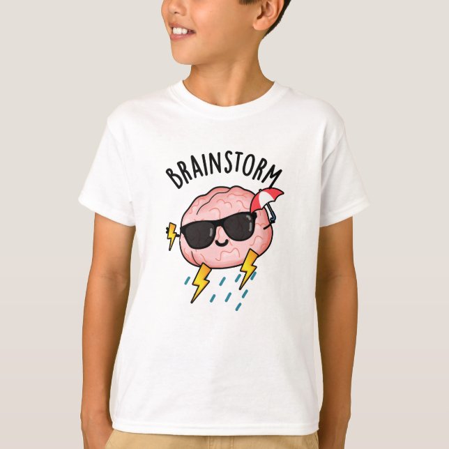 Brain Storm Funny Weather Pun T-Shirt (Vorderseite)