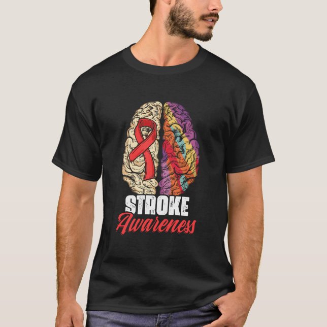 Brain Stroke Survivor Red Ribbon Stroke Awareness T-Shirt (Vorderseite)