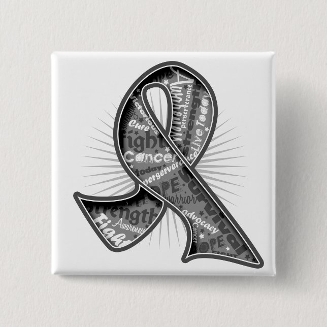 Brain Tumor Slogan Wasserzeichen Ribbon Button (Vorderseite)
