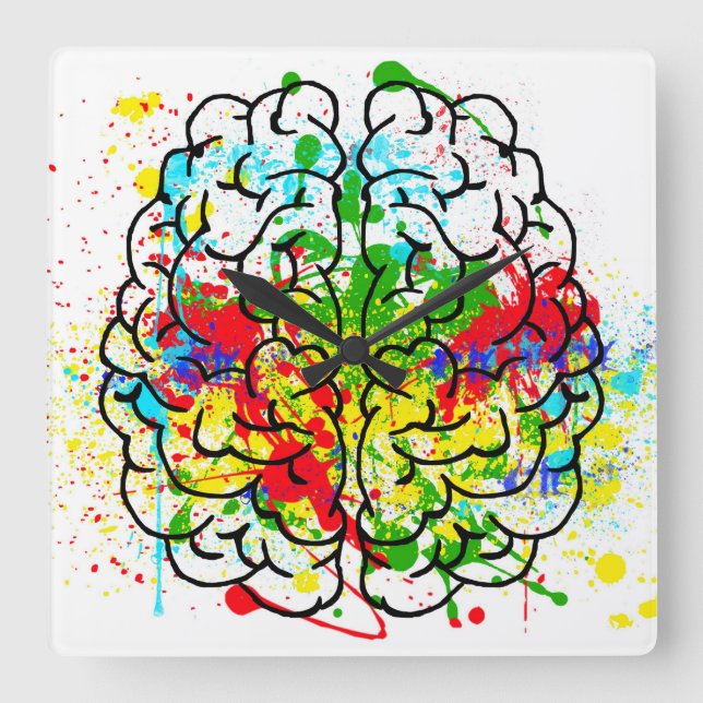 Brain Wall Clock Quadratische Wanduhr (Vorderseite)