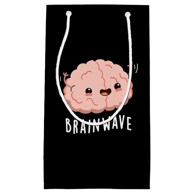 Brain Wave Funny Anatomy Pun Dark BG Kleine Geschenktüte (Vorderseite)