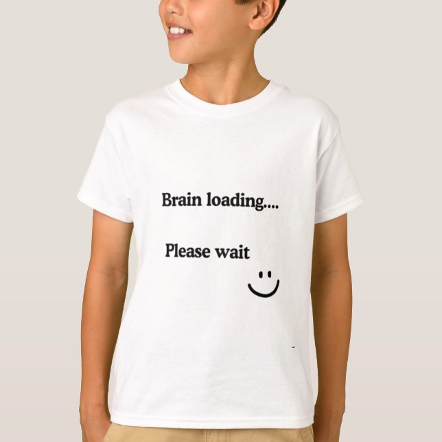 Braindruck Bitte warten - T - Shirt der Funny Boys (Vorderseite)