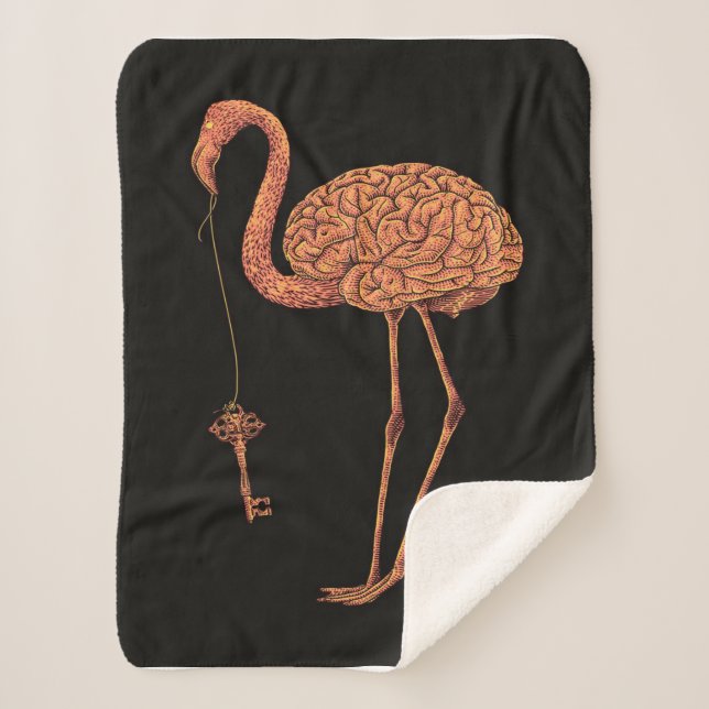 Brainingo Flamingo Decke| Geschenk für Liebhaber Sherpadecke (Vorderseite)