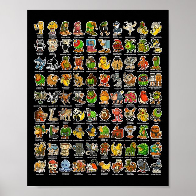 Brainrot Gen Z Funny Meme 90 Brainrot Char Poster (Vorne)